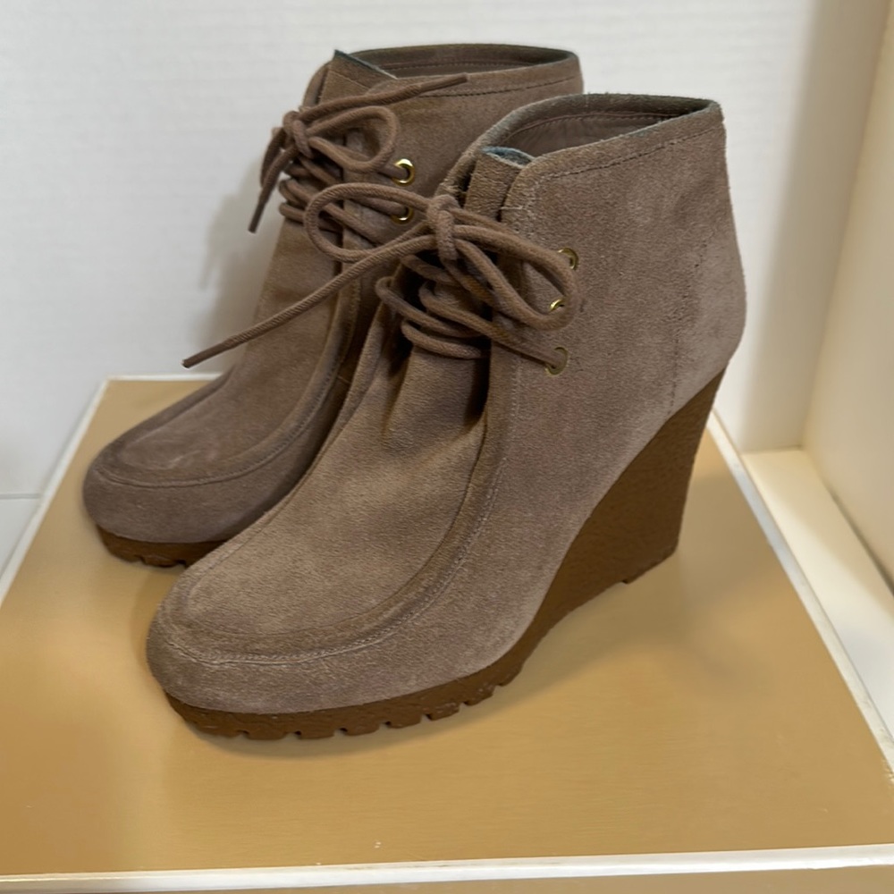 Used Michael Kors Suede Rory Bootie in Dark Dune- Size 6.5